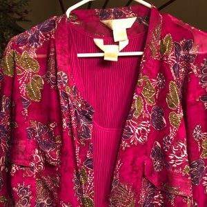 Floral fushia NY Design Co tank and sheer shirt. 5X